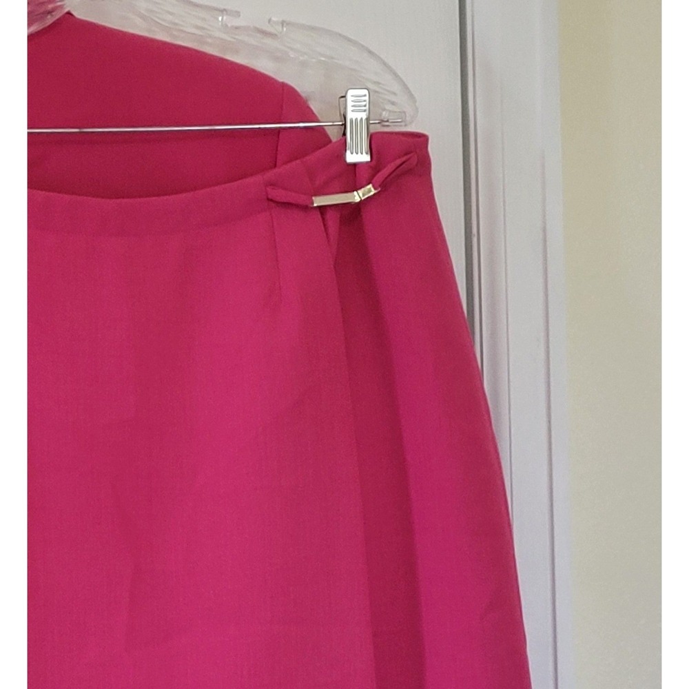 Liz Claiborne Collection Pink Skirt Suit Set Short Sleeve Faux Wrap Skirt 16 - Picture 11 of 14